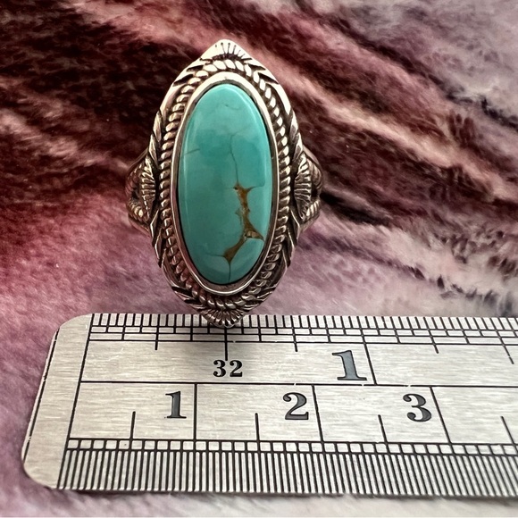 ❤️ Royston Turquoise Southwestern Ring Size 8 Unisex 5.4 gms Beautiful Setting - Picture 8 of 12